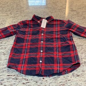 NWT Janie and Jack Classic Red and Navy Button-Up Shirt